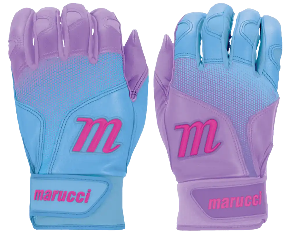 Marucci Pwr Fade Batting Gloves Youth Pair - Light Purple Columbia Blue