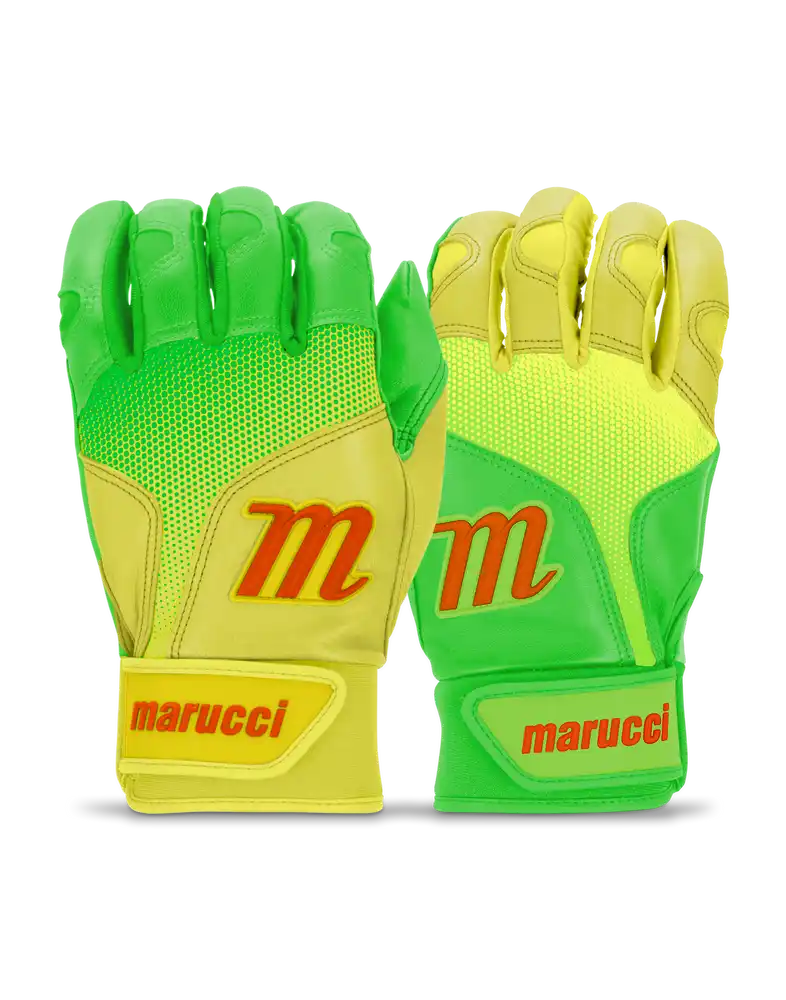 Marucci Pwr Fade Batting Gloves Youth Pair - Lime Green Yellow