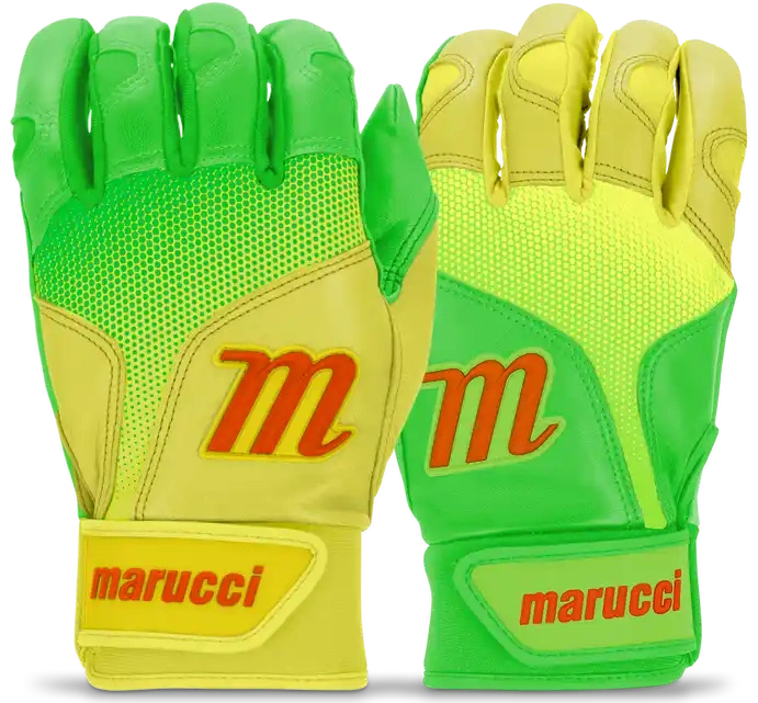 Marucci Pwr Fade Batting Gloves Youth Pair - Lime Green Yellow