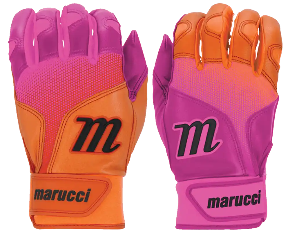 Marucci Pwr Fade Batting Gloves Youth Pair - Pink Orange