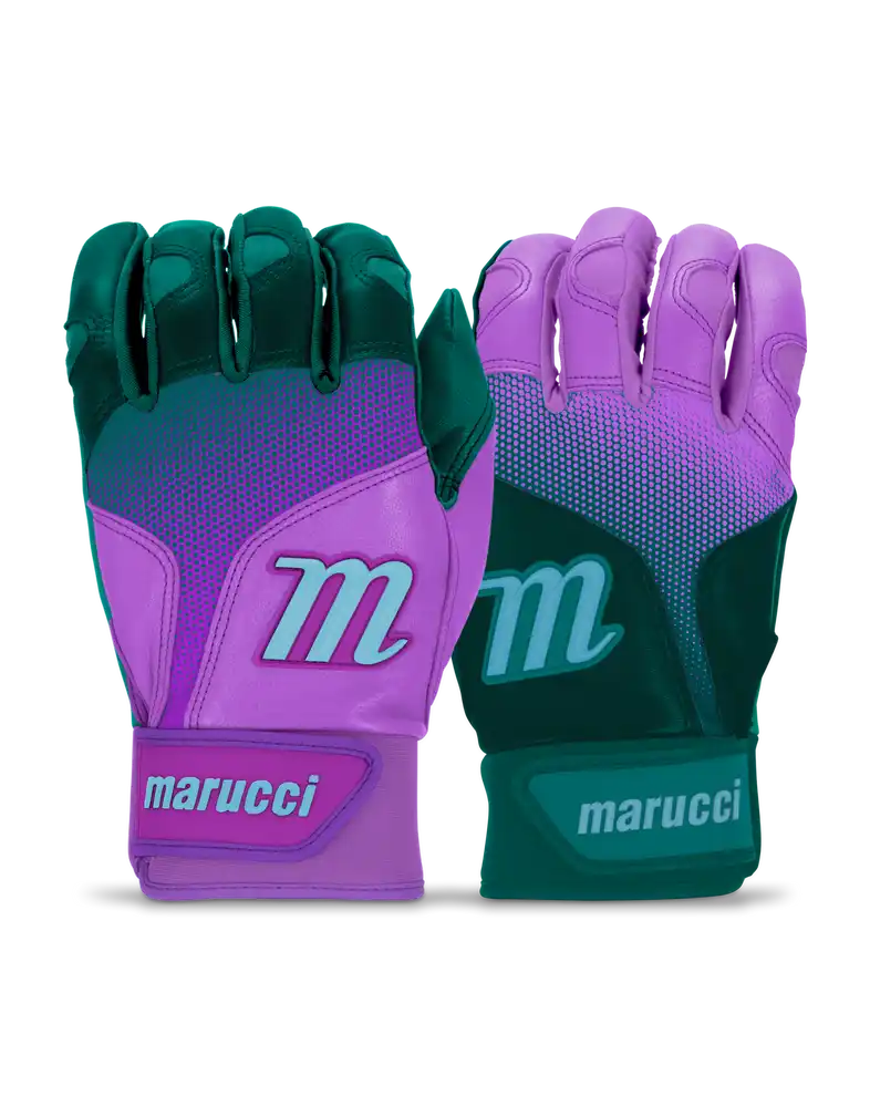 Marucci Pwr Fade Batting Gloves Youth Pair - Teal Purple
