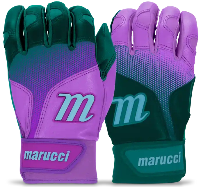 Marucci Pwr Fade Batting Gloves Youth Pair - Teal Purple