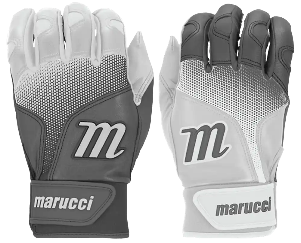 Marucci Pwr Fade Batting Gloves Youth Pair - White Gray