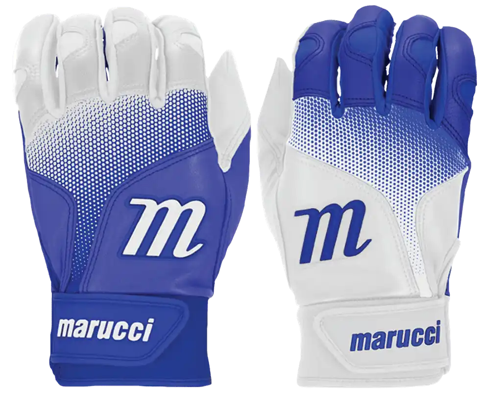 Marucci Pwr Fade Batting Gloves Youth Pair - White Royal Blue