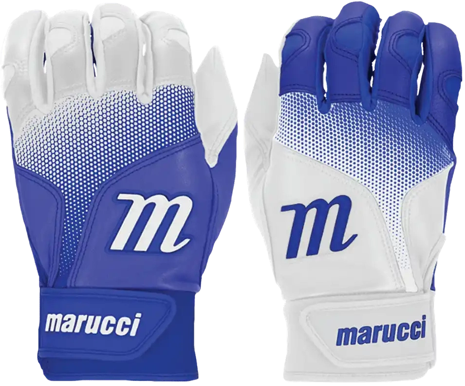 Marucci Pwr Fade Batting Gloves Youth Pair - White Royal Blue