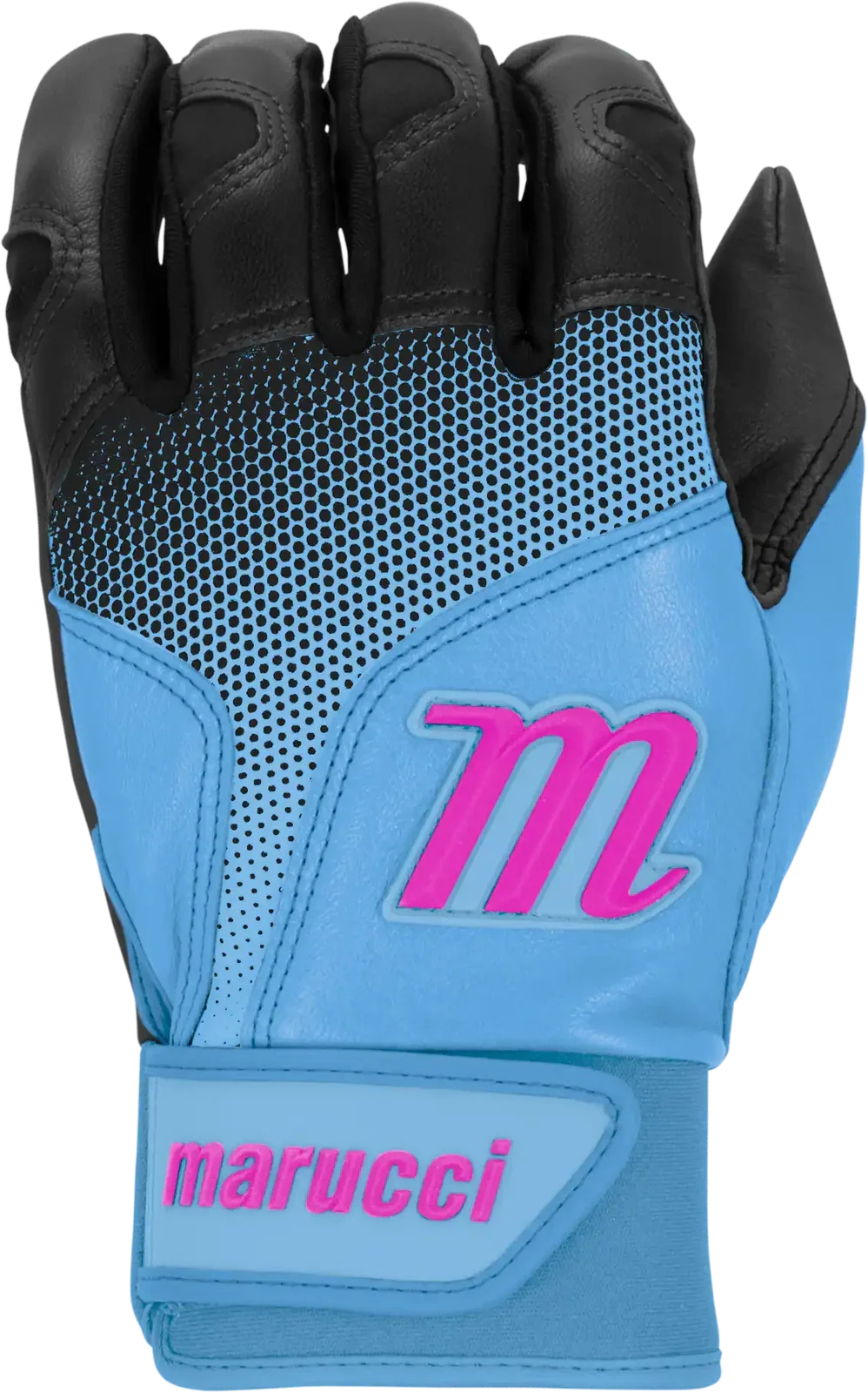Marucci Pwr Fade Youth Batting Gloves - Black Columbia Blue