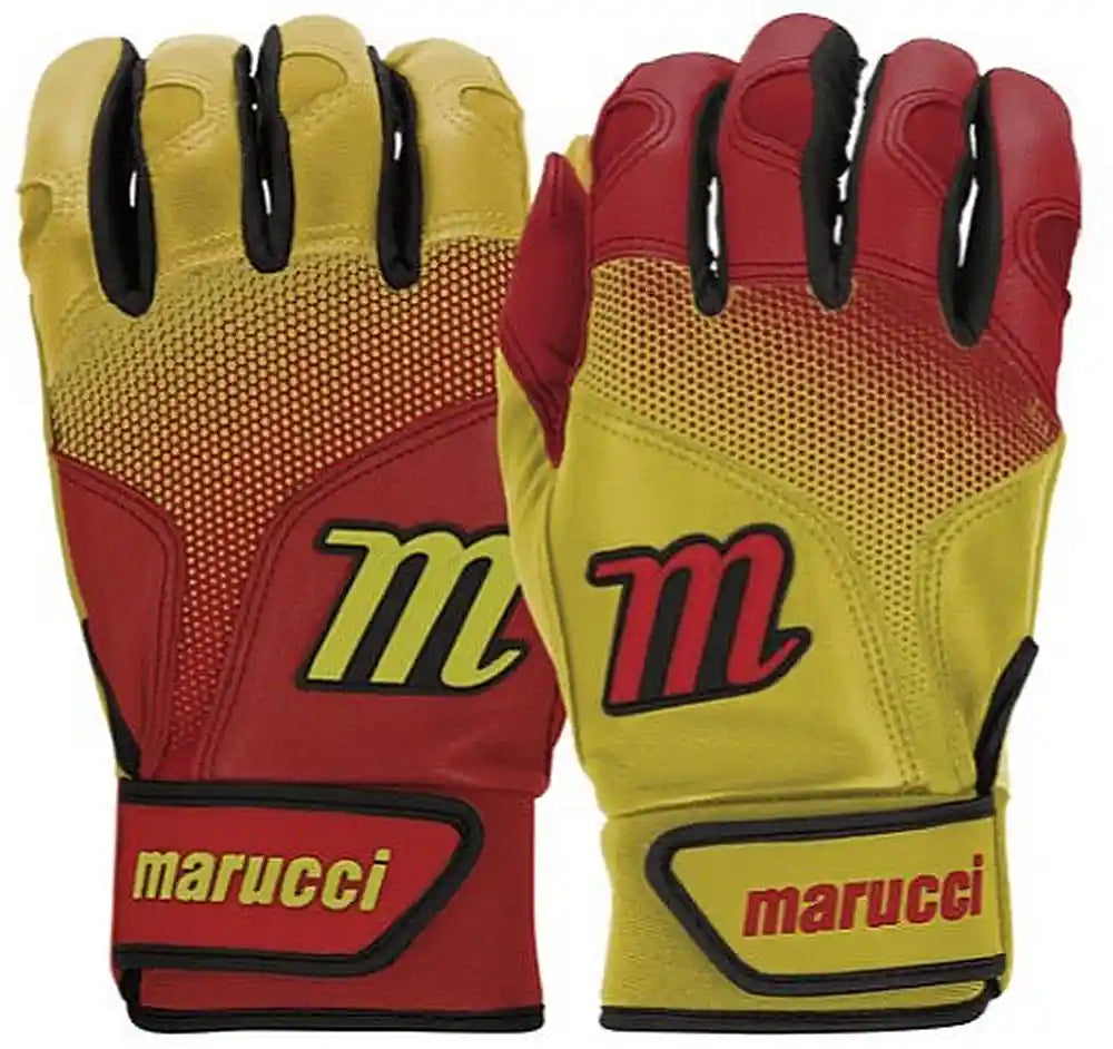 Marucci Pwr Fade Youth Batting Gloves - Red Yellow