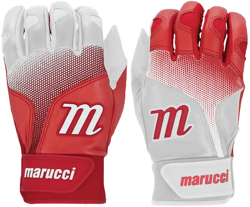 Marucci Pwr Fade Youth Batting Gloves - White Red