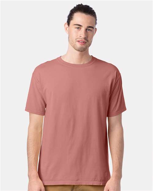 Front View of Mauve Garment-Dyed T-Shirt - GDH100