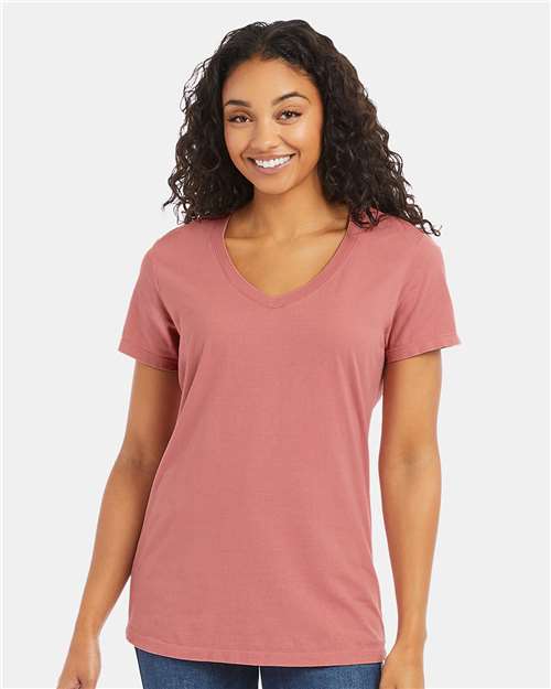 Mauve Garment-Dyed Women&#39;s V-Neck T-Shirt - GDH125