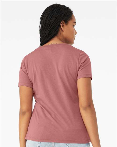 Mauve Triblend Women&#39;s Relaxed Triblend Short Sleeve V-Neck Tee - 6415