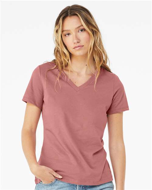 Mauve Women’s Relaxed Jersey V-Neck Tee - 6405