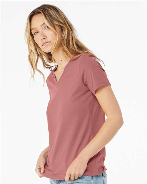 Mauve Women’s Relaxed Jersey V-Neck Tee - 6405
