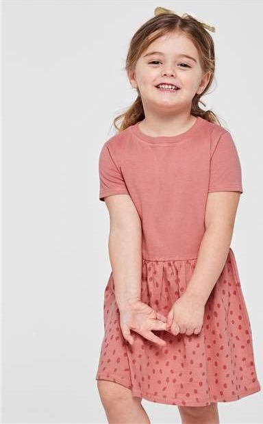 Front View of Mauvelous/ Mauvelous Spot Toddler Fine Jersey Dress - 5333