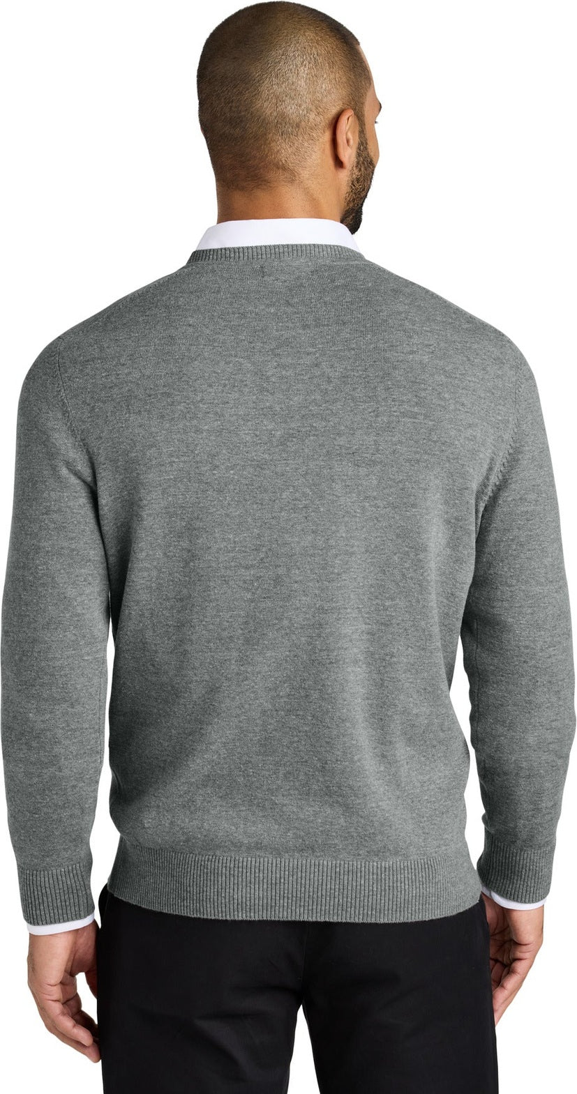 MdHtGrey Port Authority Easy Care V-Neck Sweater SW2850