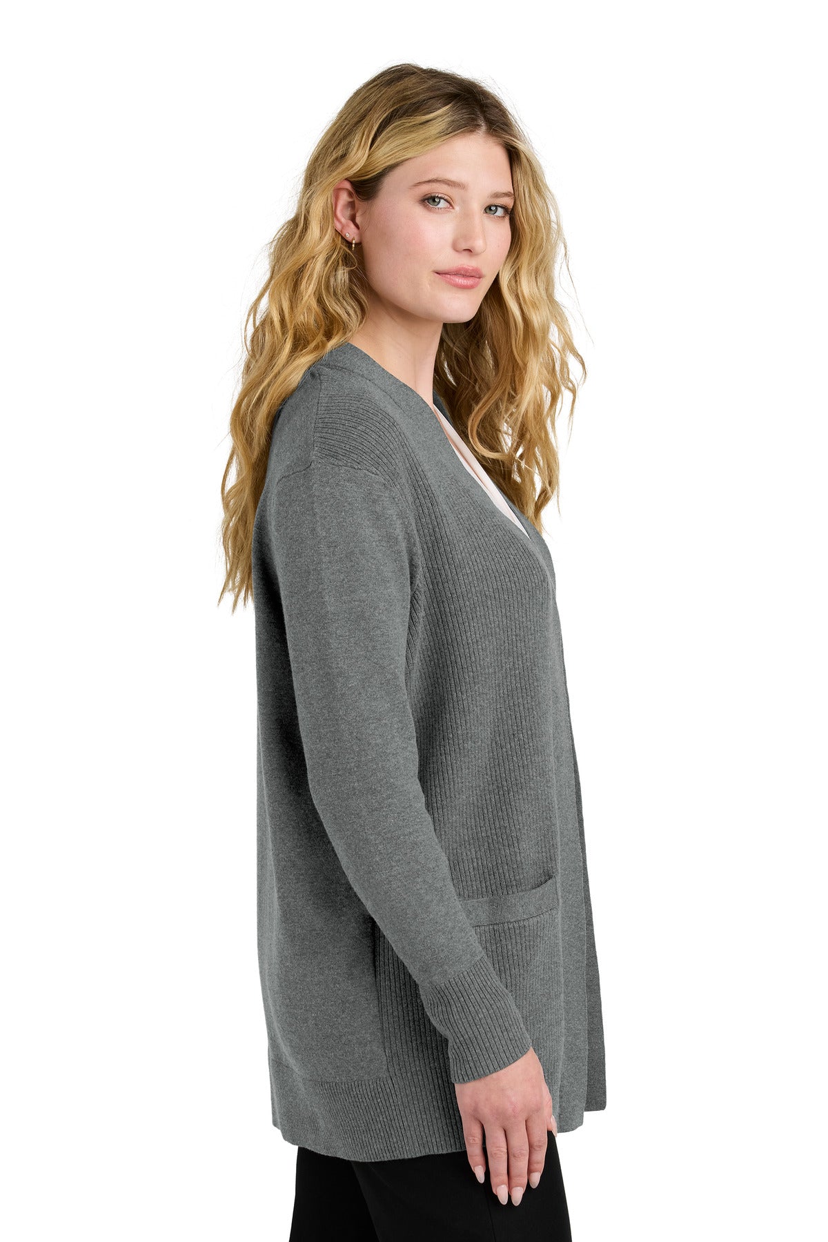 MdHtGrey Port Authority Women's Easy Care Open-Front Cardigan Sweater LSW2890