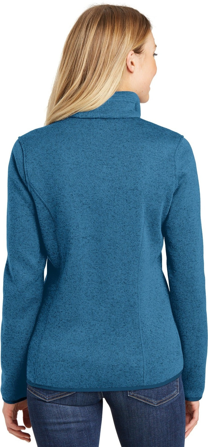 Med Blue Hthr Port Authority Women's Sweater Fleece Jacket. L232