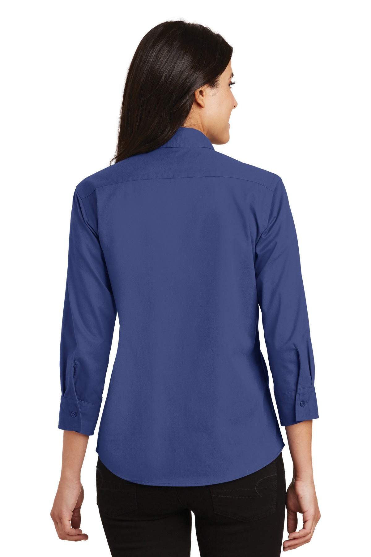 Med. Blue Port Authority Women's 3/4-Sleeve Easy Care Shirt. L612