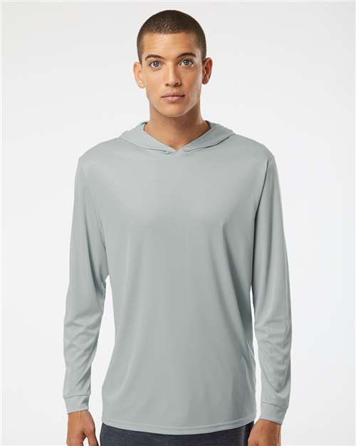 Medium Grey Bahama Performance Hooded Long Sleeve T-Shirt - 220