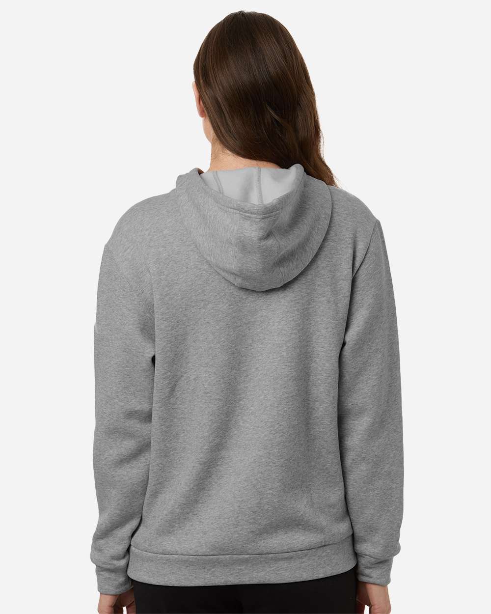 Medium Grey Heather/ White Women's Fleece Hooded Sweatshirt - AT204