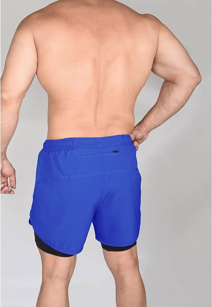 Men’s 2 in 1 Athletic Shorts with Compression Liner (royal Blue)