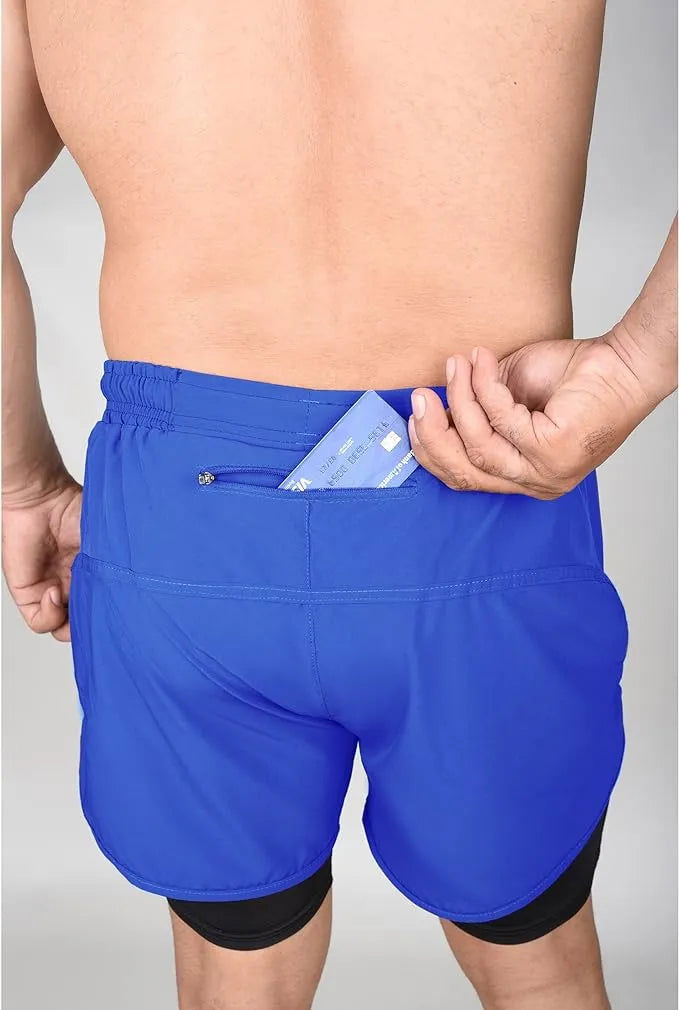 Men’s 2 in 1 Athletic Shorts with Compression Liner (royal Blue)