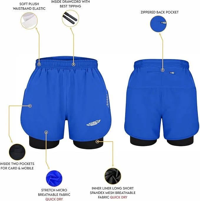 Men’s 2 in 1 Athletic Shorts with Compression Liner (royal Blue)