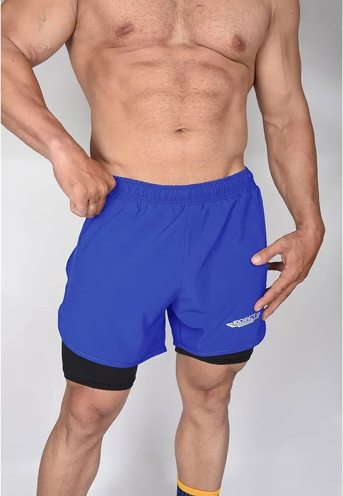 Men’s 2 in 1 Athletic Shorts with Compression Liner (royal Blue)