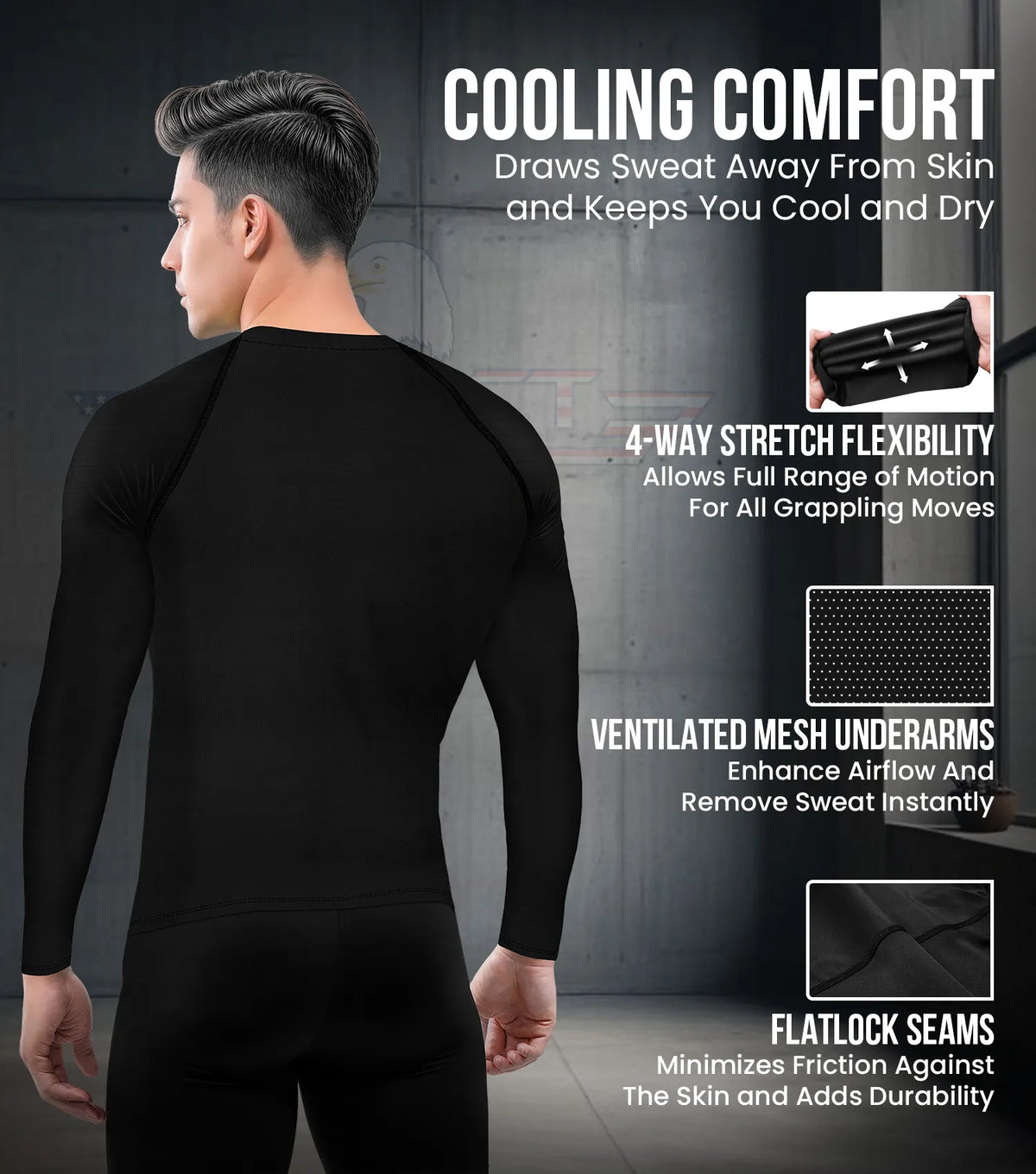 Men’s Black Bjj Rash Guard Long Sleeve