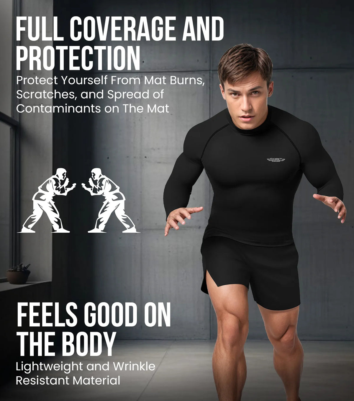 Men’s Black Bjj Rash Guard Long Sleeve