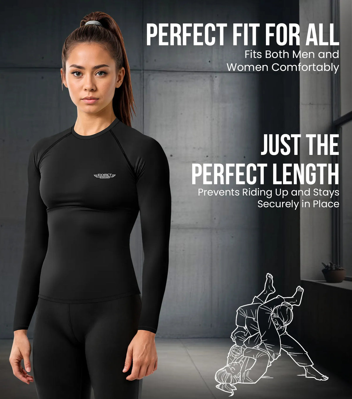 Men’s Black Bjj Rash Guard Long Sleeve