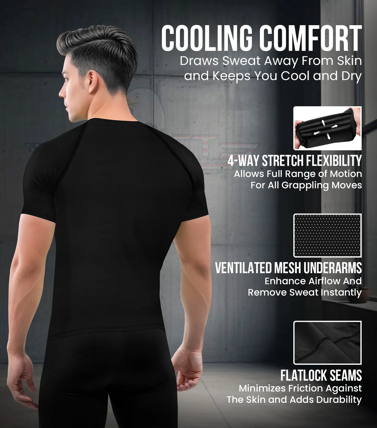 Men’s Black Bjj Rash Guard Short Sleeve