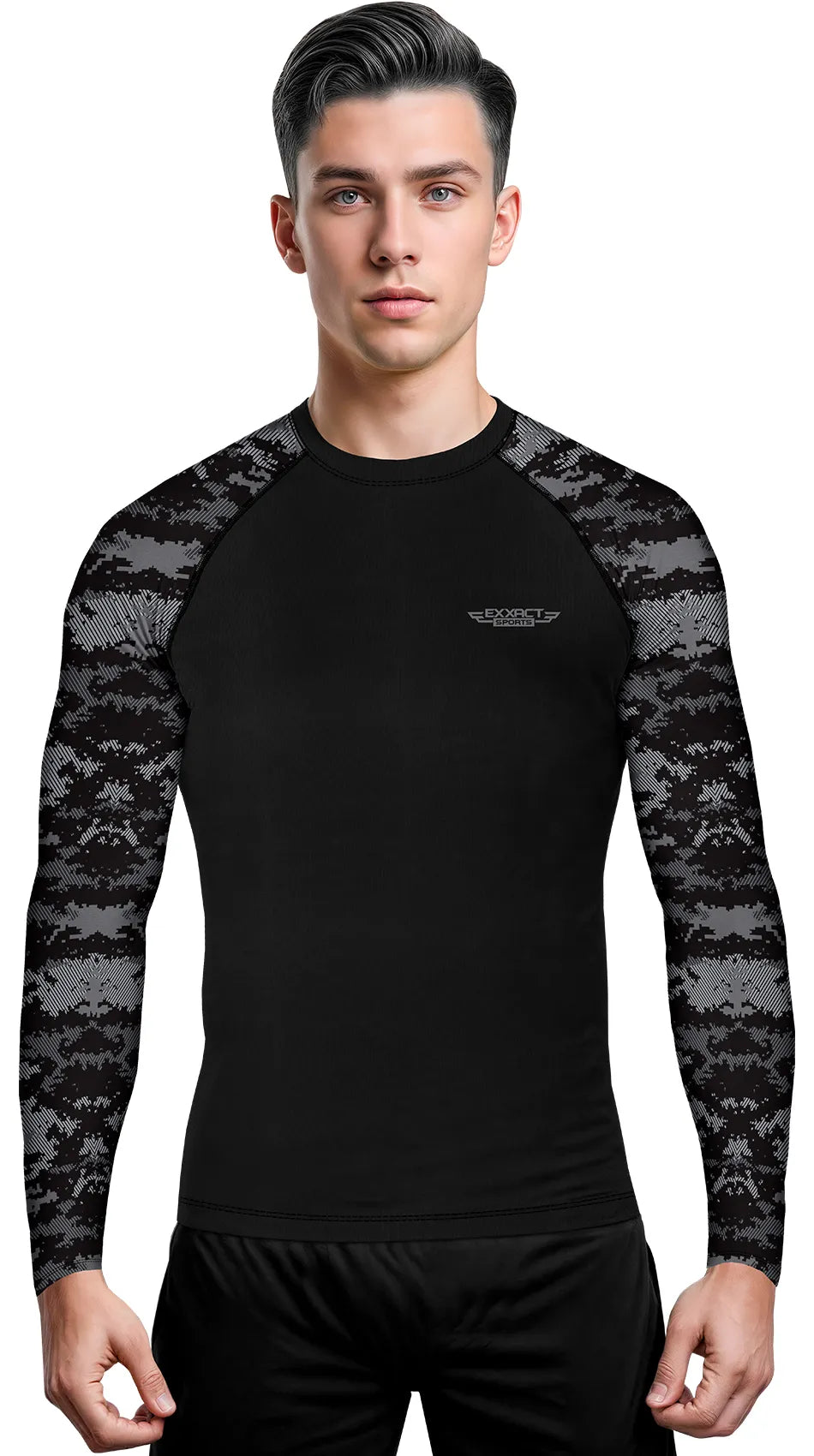 Men’s Black Camo Bjj Rash Guard Long Sleeve