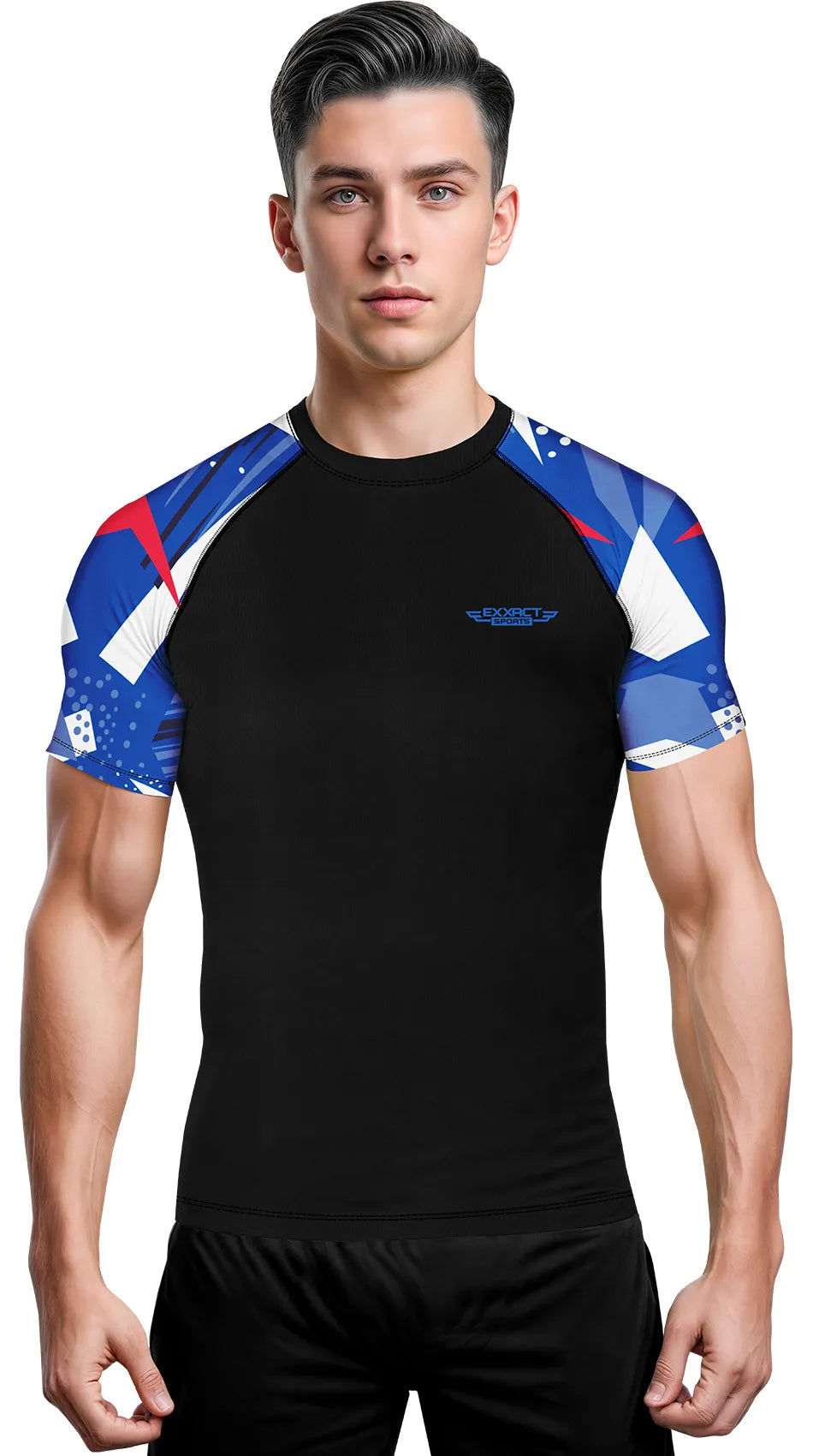 Men’s Blue Texture Bjj Rash Guard Short Sleeve