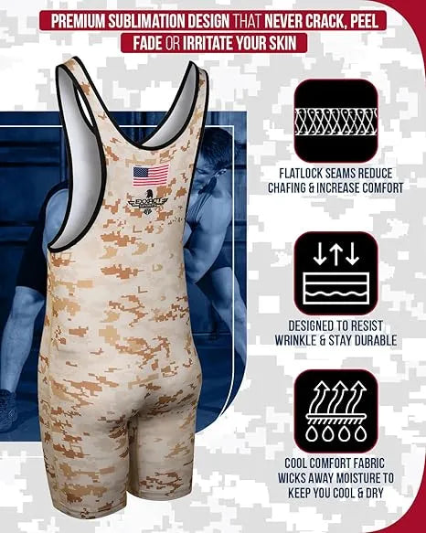 Men’s Camouflage Wrestling Singlets (desert Camo)