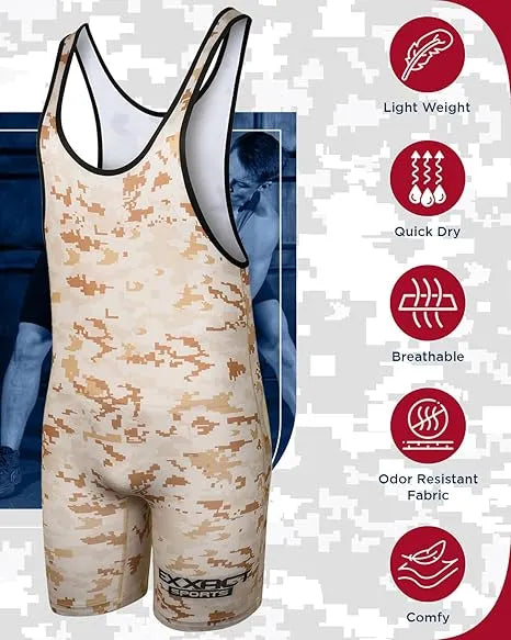 Men’s Camouflage Wrestling Singlets (desert Camo)