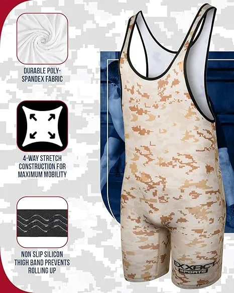 Men’s Camouflage Wrestling Singlets (desert Camo)