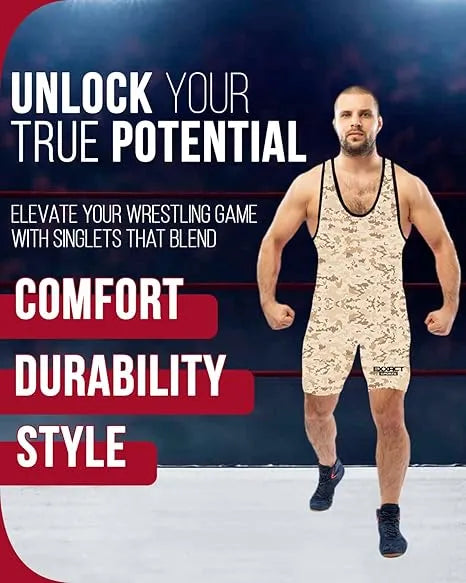 Men’s Camouflage Wrestling Singlets (desert Camo)