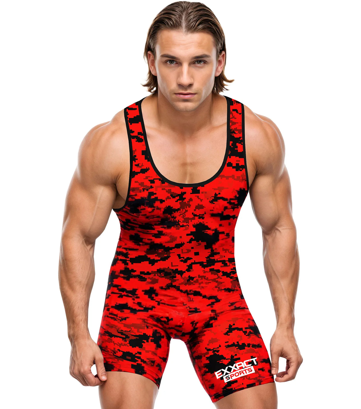 Men’s Camouflage Wrestling Singlets (red Camo)