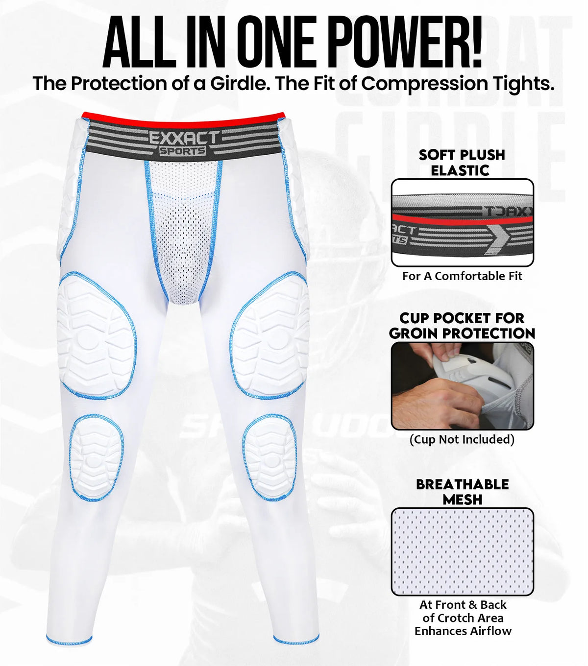 Men’s Combat 7-pads Compression Pant (white)