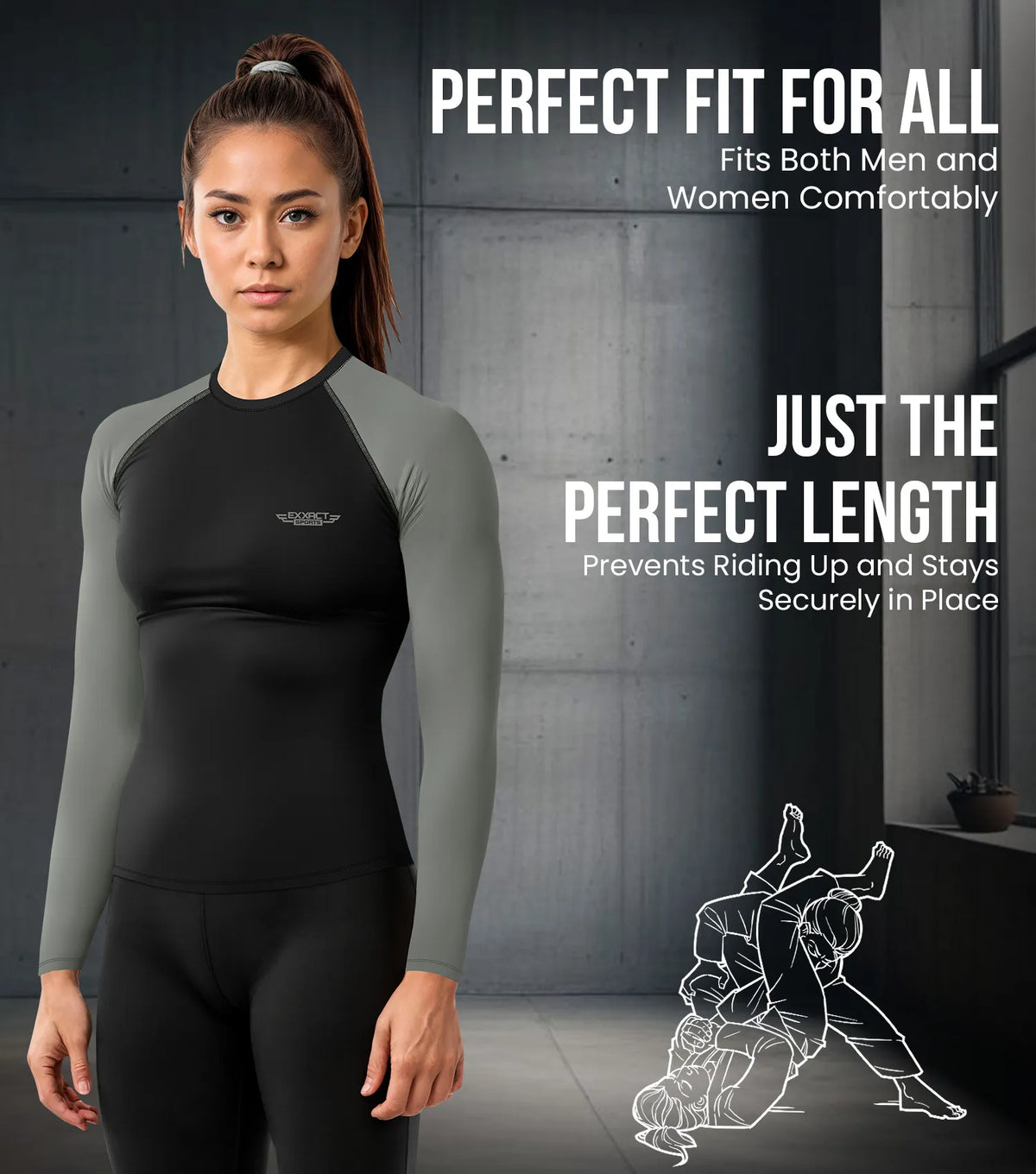 Men’s Gray Bjj Rash Guard Long Sleeve
