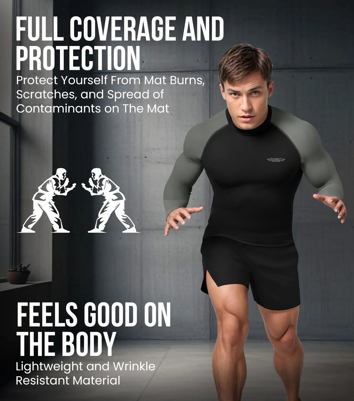 Men’s Gray Bjj Rash Guard Long Sleeve
