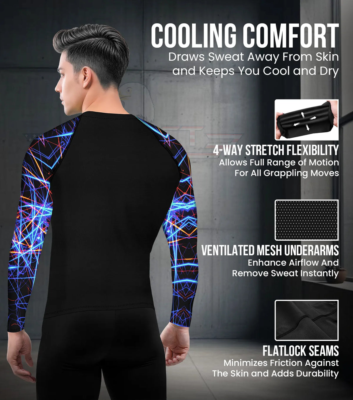 Men’s Lazer Bjj Rash Guard Long Sleeve