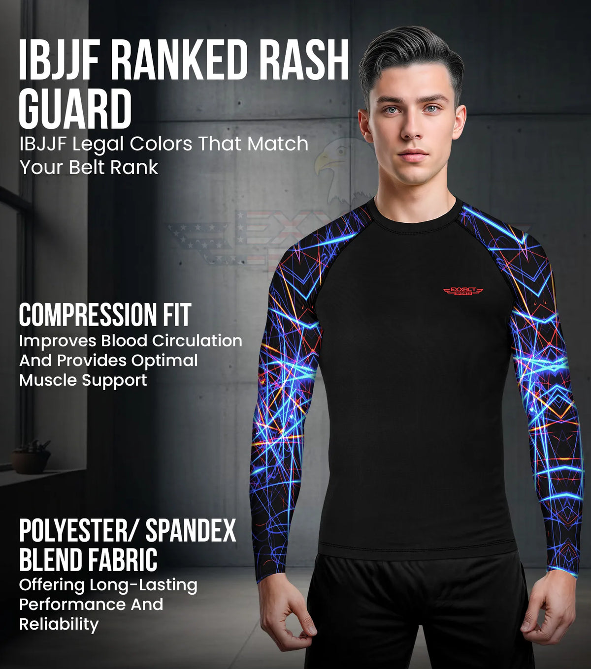 Men’s Lazer Bjj Rash Guard Long Sleeve