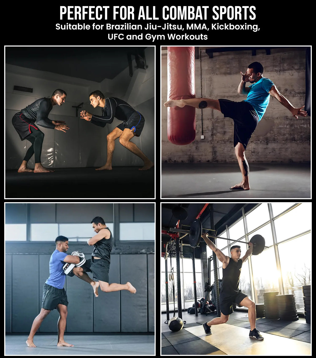 Men’s Mma Shorts Ibjjf Ranked no Gi Bjj Jiu Jitsu for Grappling Boxing Cross Training (black)
