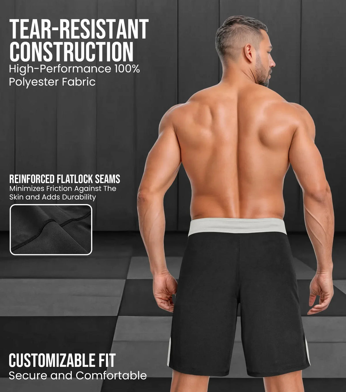 Men’s Mma Shorts Ibjjf Ranked no Gi Bjj Jiu Jitsu for Grappling Boxing Cross Training (silver)