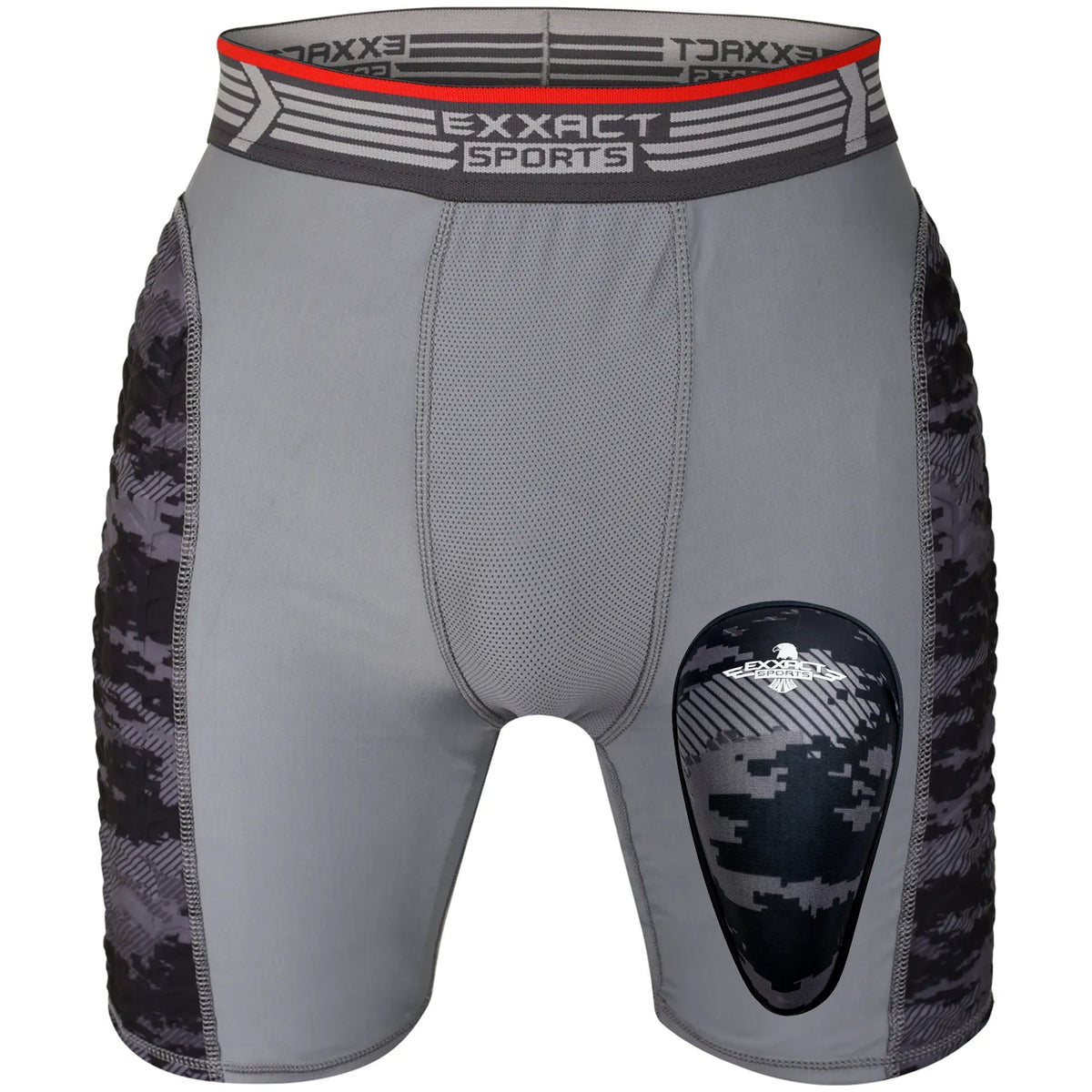 Men’s Padded Compression Sliding Shorts with Soft Athletic Cup (gray/black)