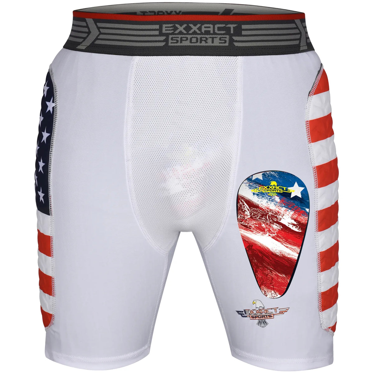 Men’s Padded Compression Sliding Shorts with Soft Athletic Cup (patriot)