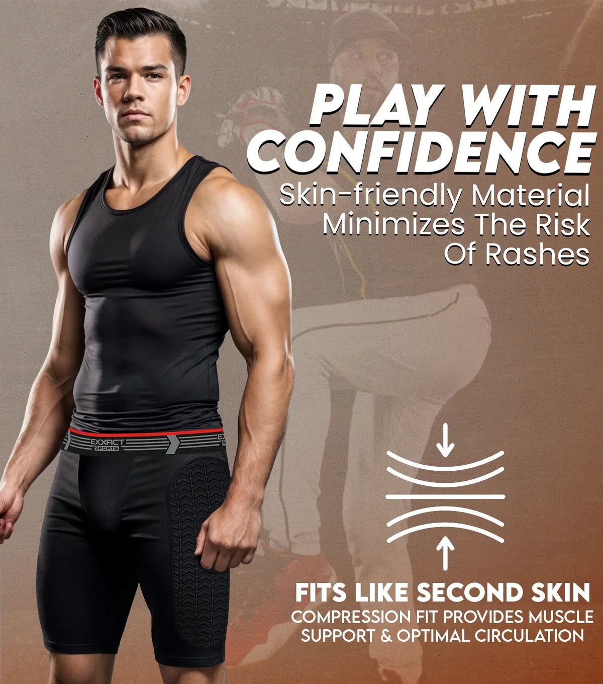 Men’s Padded Compression Sliding Shorts with Soft Athletic Cup (white)