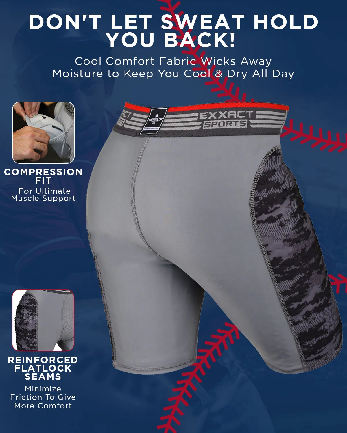 Men’s Padded Compression Sliding Shorts with Soft Athletic Cup (gray/black)